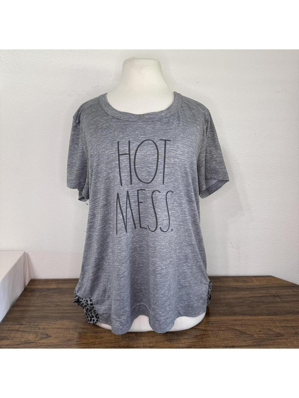 Rae Dunn Hot Mess Gray Sleepshirt Size L